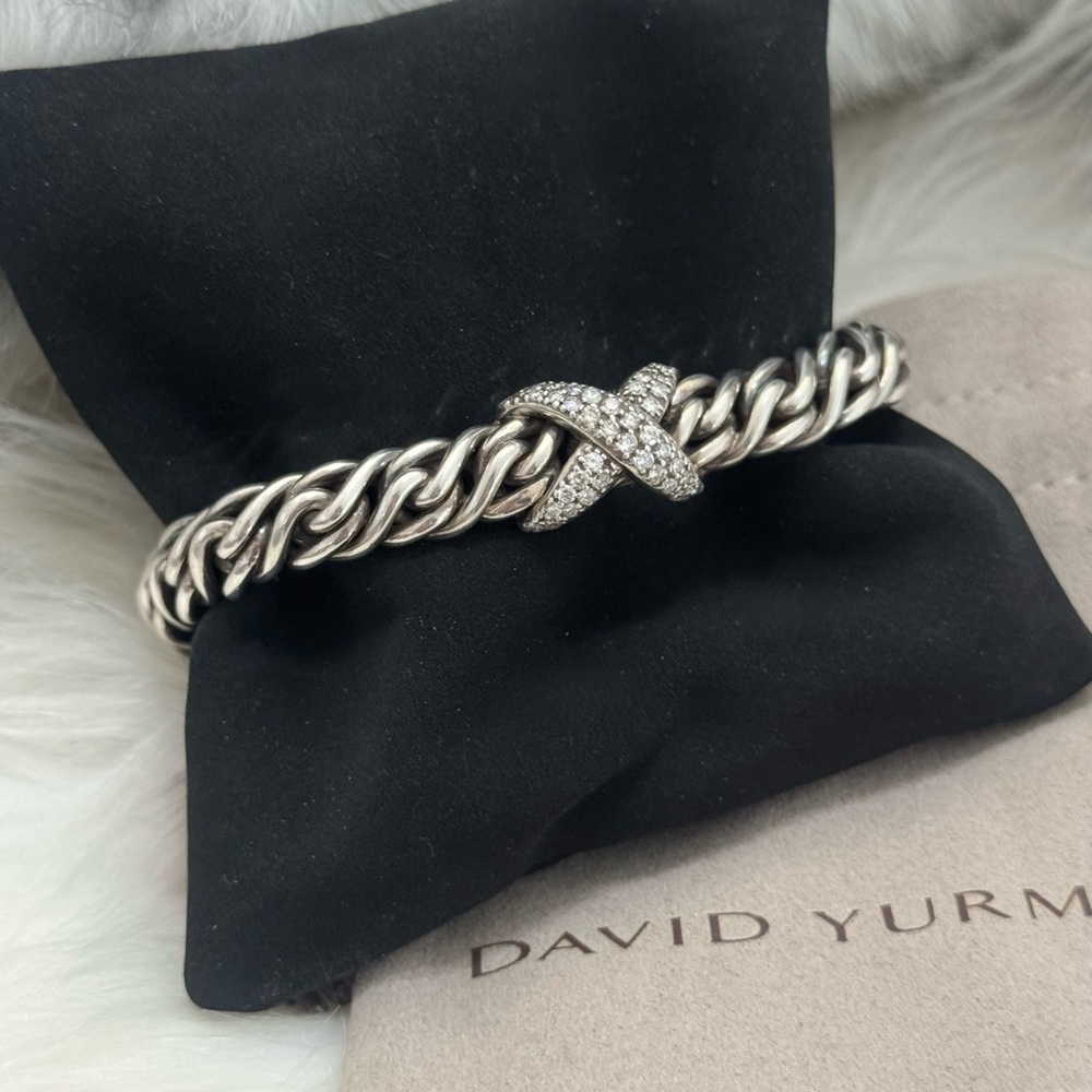 David Yurman Diamond X Lyrica Bracelet .925 - Picture 3 of 11